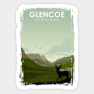 Glencoe Scotland vintage travel poster art Sticker